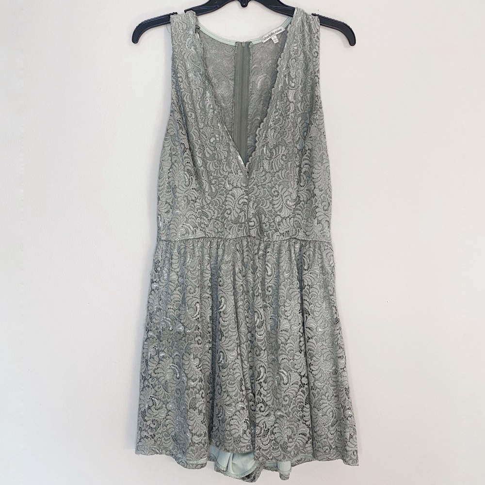 Charlotte Russe Sage Green Lace Romper